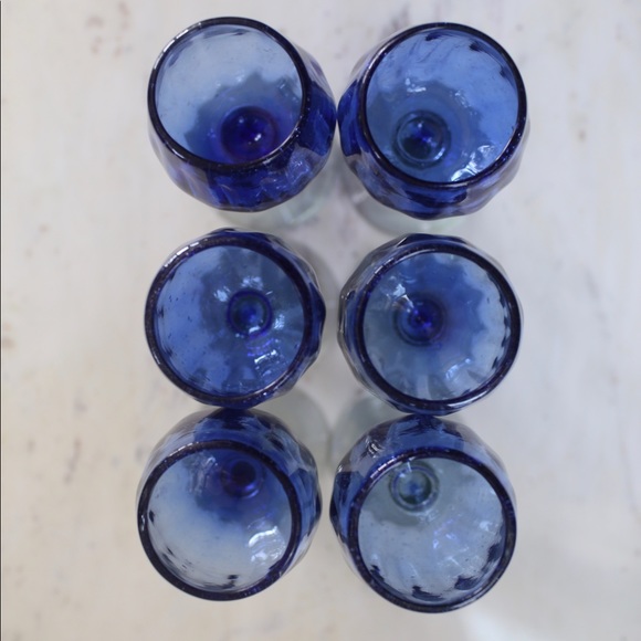 Blue glass goblets set of 6 - Picture 3 of 6